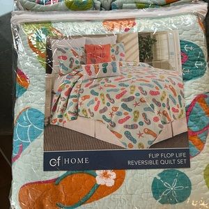 C & F twin quilt in fun flip print